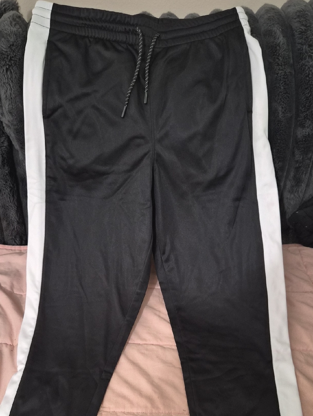 South Pole Men's Black Joggers with White Side Stripes